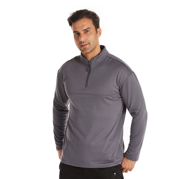 Men's Functional Pullover with Half Zipper and Textured Pattern Lisslune