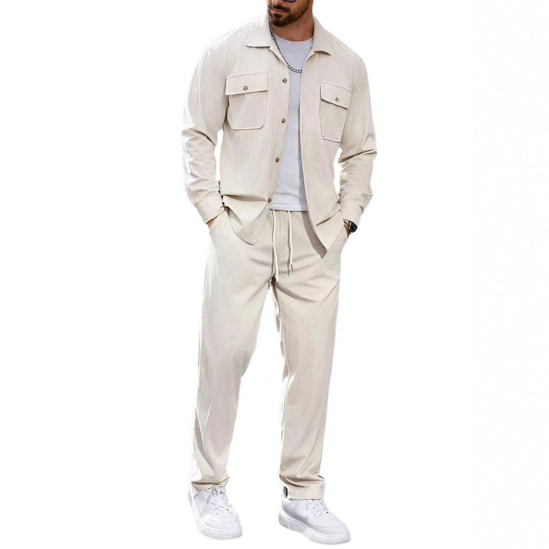 Men's fashionable leisure suit with practical pockets and elastic waistband Lisslune