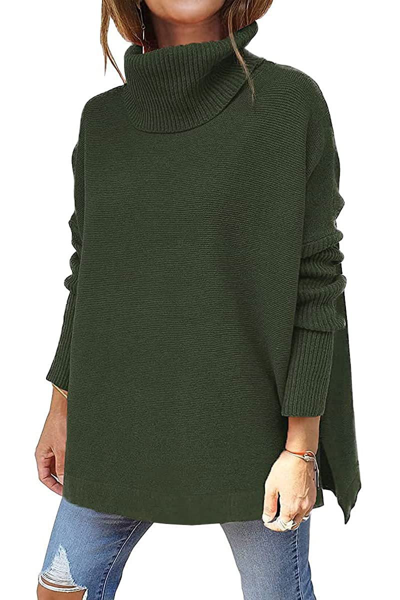 Damen Oversize Rollkragenpullover mit Strukturiertem Strickdesign Lisslune