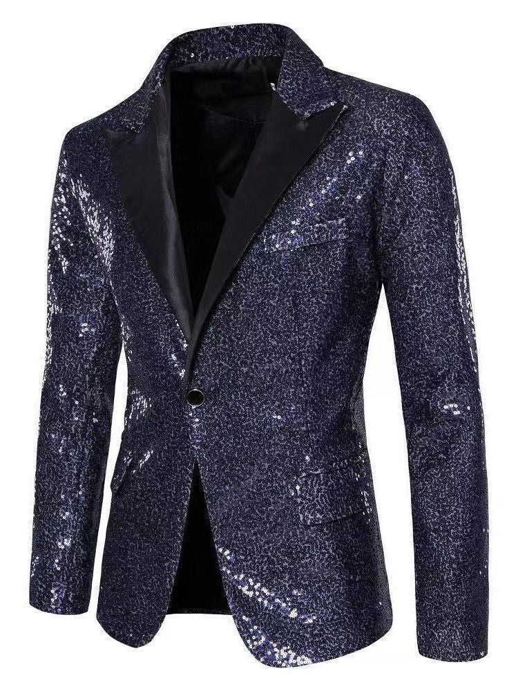 Men's elegant sequin blazer with exquisite decorative accents Lisslune