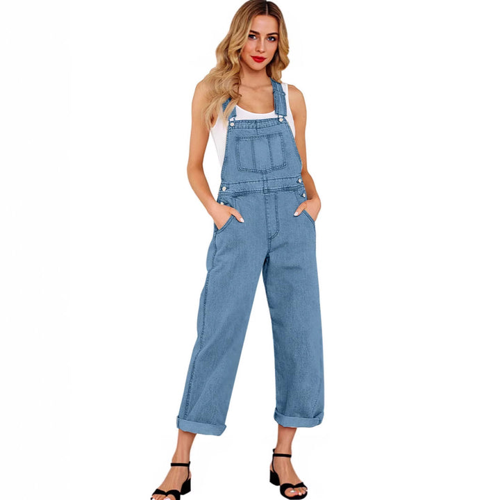 Women's casual denim overalls with practical pockets and wide legs Lisslune