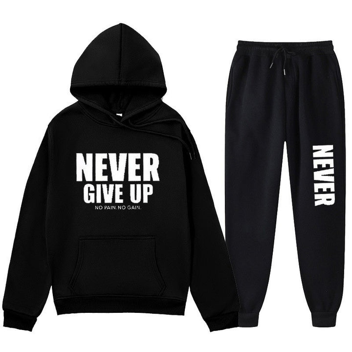 Women's training pullover and jogging pants in motif set with motivating print Lisslune