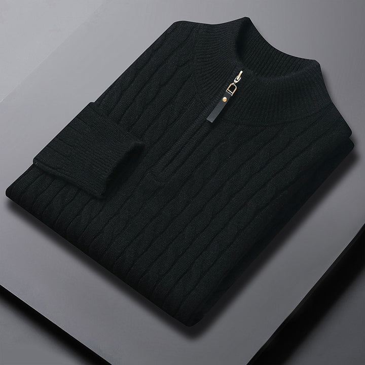 Men's High-Quality Sweater with Textured Zipper Lisslune