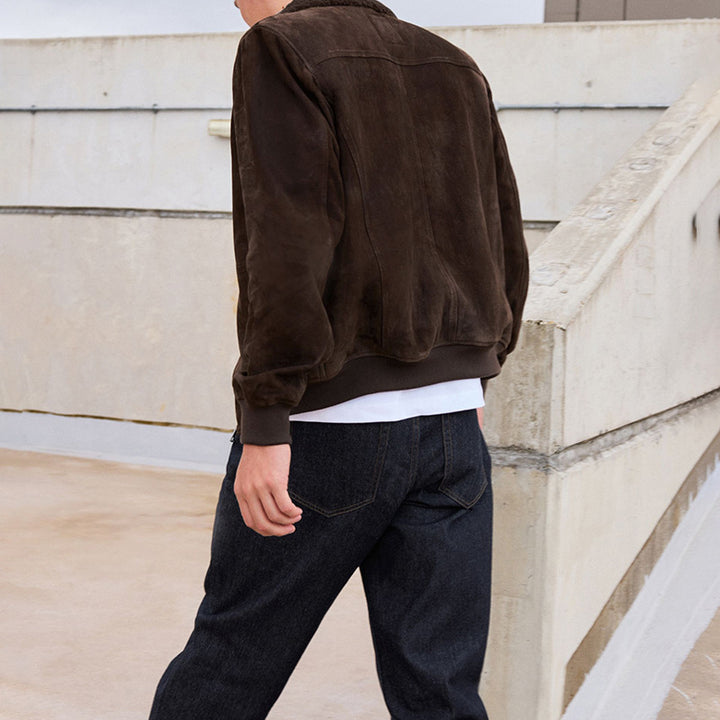 Men's stylish suede jacket with a high collar and practical pockets Lisslune