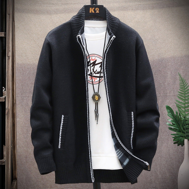 Men's cardigan with stand-up collar and pockets Lisslune