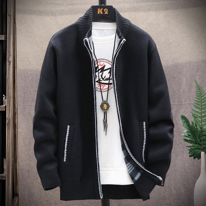 Men's cardigan with stand-up collar and pockets Lisslune