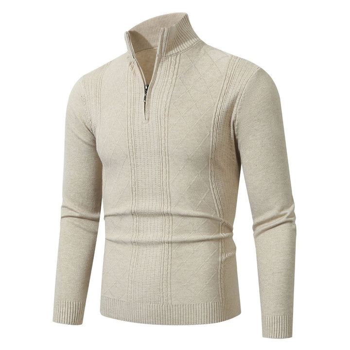 Men's elegant knitted sweater with stand-up collar and zipper Lisslune