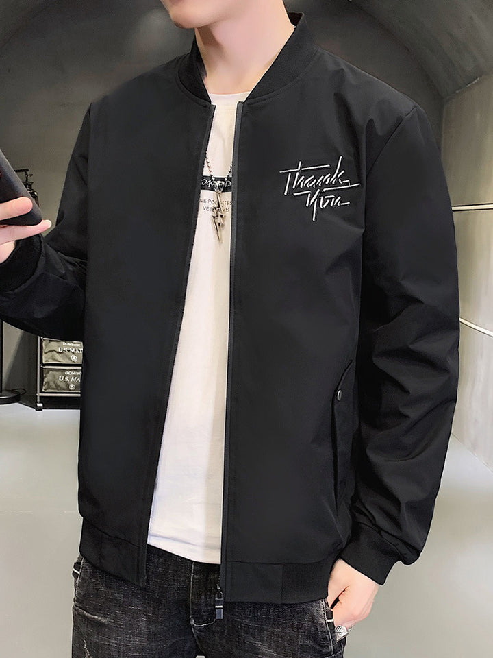 Men's sporty bomber jacket with elegant embroidery Lisslune