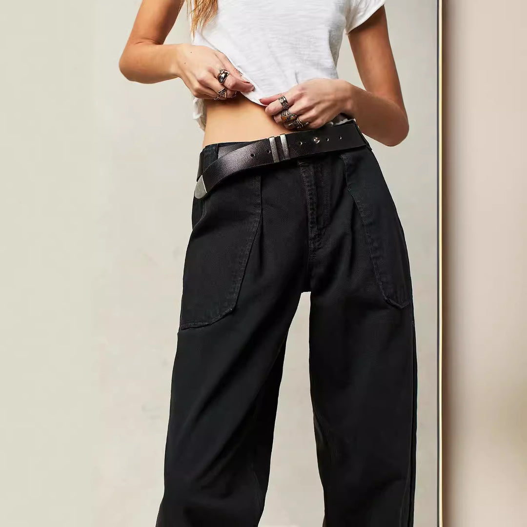 Damen weite Cargo-Jeans mit einzigartigen Taschen und lässigem Schnitt Lisslune