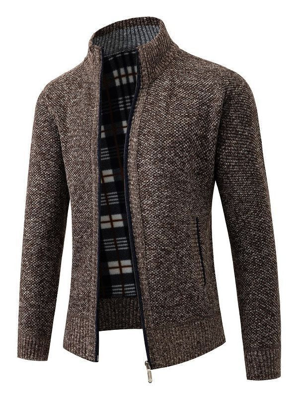 Men's fashionable cardigan with innovative texture and warm lining Lisslune