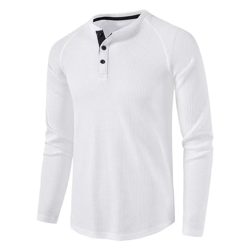 Men's fashionable long-sleeve shirt with elegant button placket and textured design Lisslune