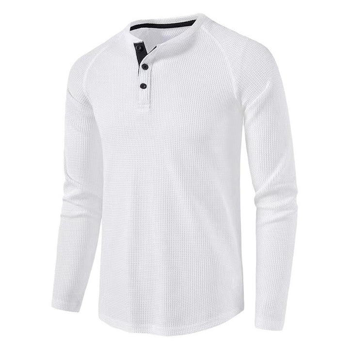 Men's fashionable long-sleeve shirt with elegant button placket and textured design Lisslune