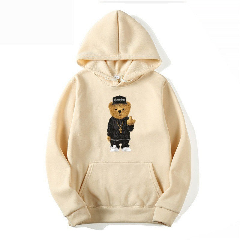 Women’s hoodie with artistic bear design and kangaroo pocket Lisslune