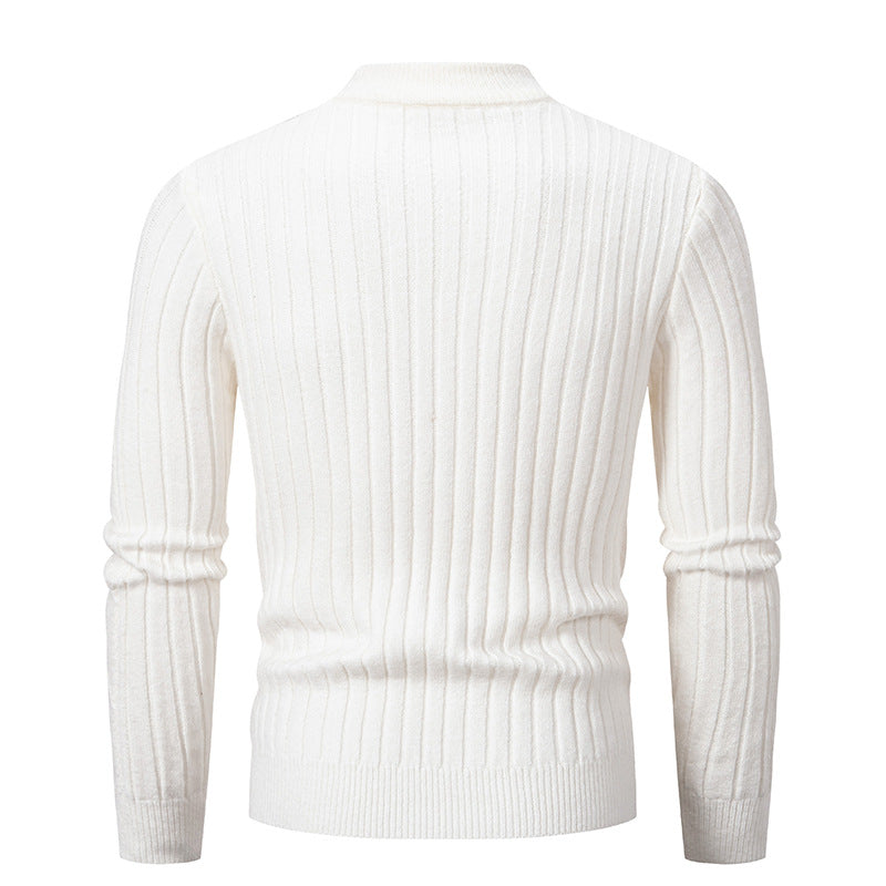 Men's chunky knit sweater with modern cable pattern and high collar Lisslune