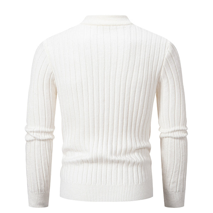 Men's chunky knit sweater with modern cable pattern and high collar Lisslune
