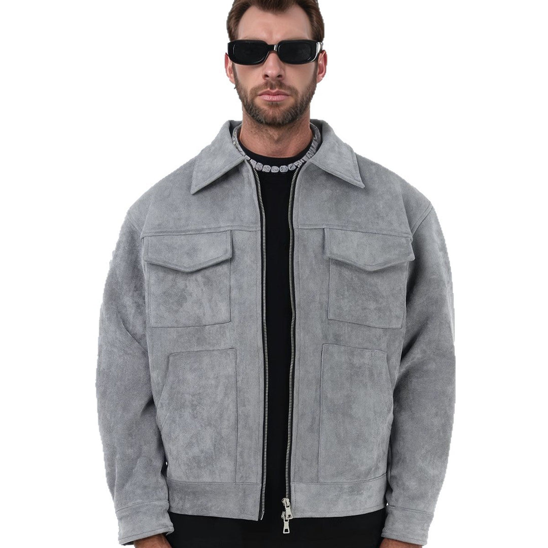 Men's fashion suede jacket with practical pockets Lisslune