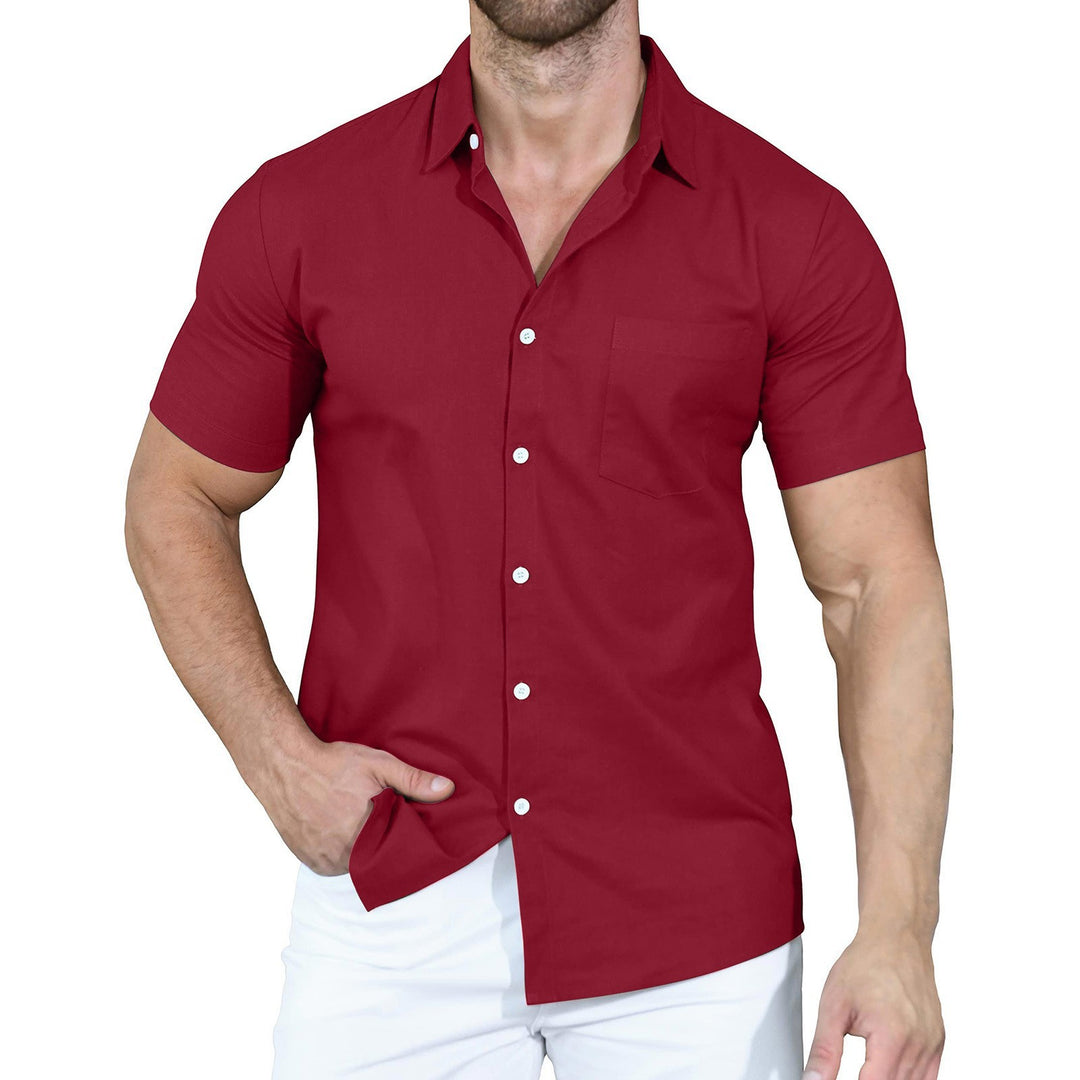 Men's short-sleeve shirt made of high-quality cotton with practical chest pocket Lisslune