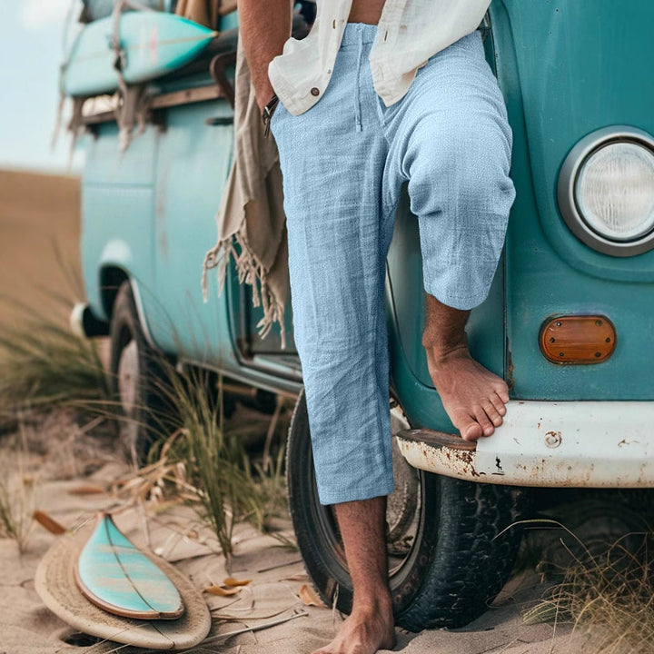 Men's Chino Pants with Casual Cut and Elastic Waistband Lisslune