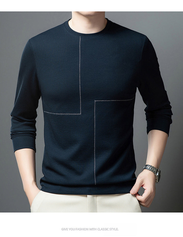 Men's stylish crew neck sweater with textured design Lisslune