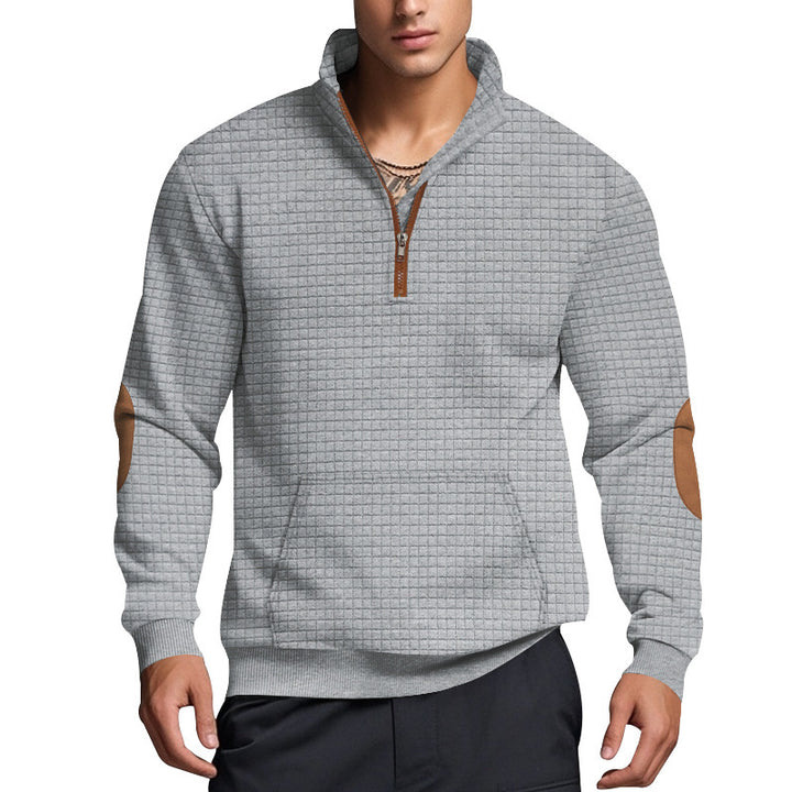 Men's structured fleece pullover with stylish stand-up collar Lisslune