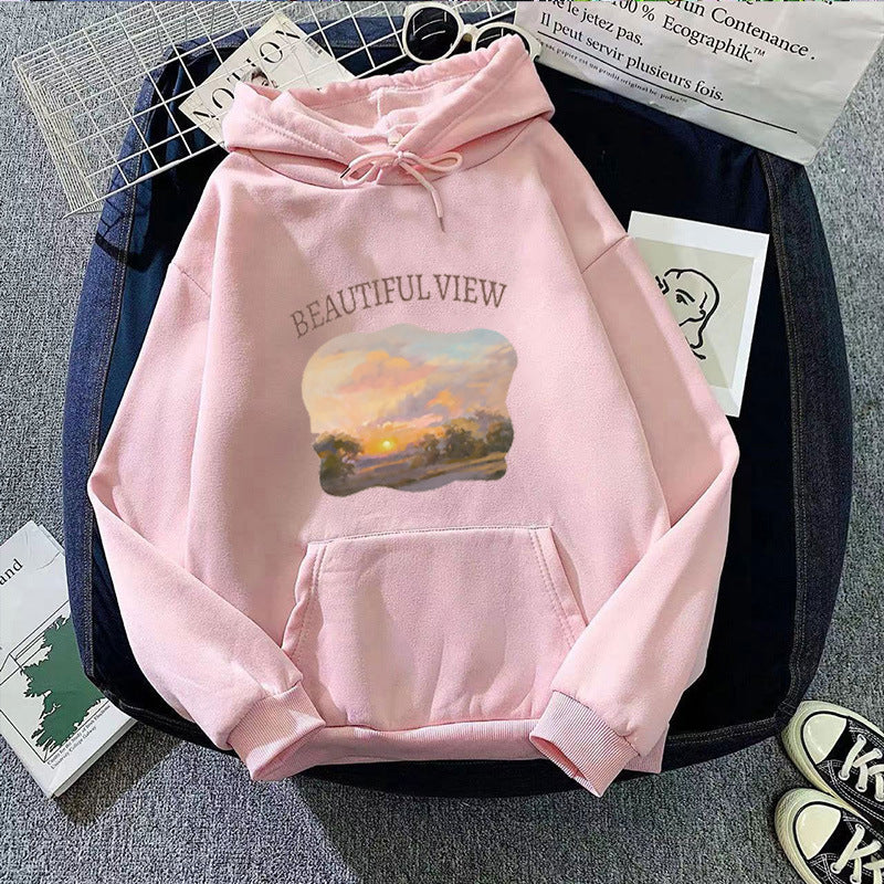 Women’s hooded sweatshirt with artistic landscape design Lisslune