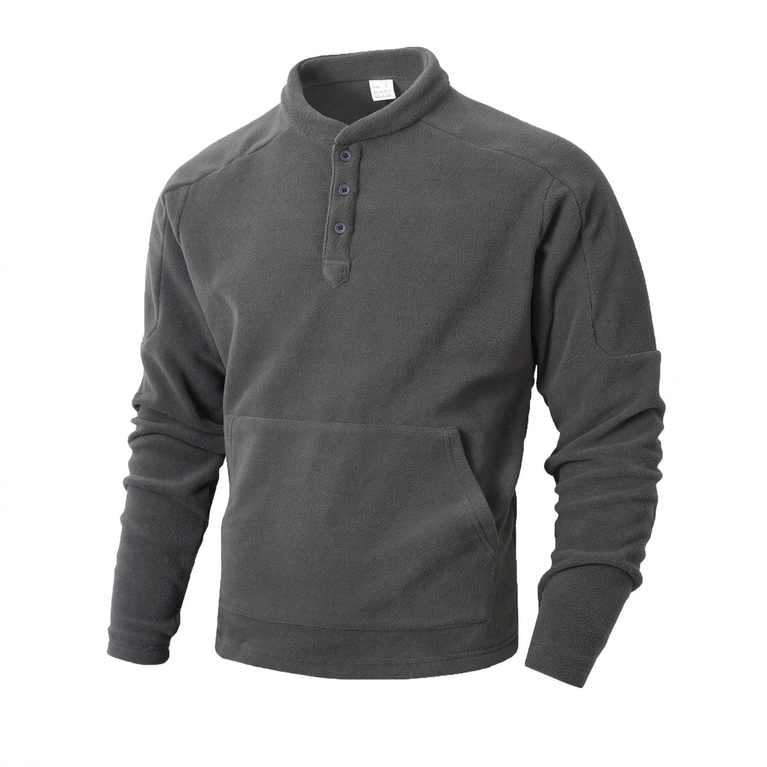 Men's Cozy Fleece Sweater with Button Placket Lisslune