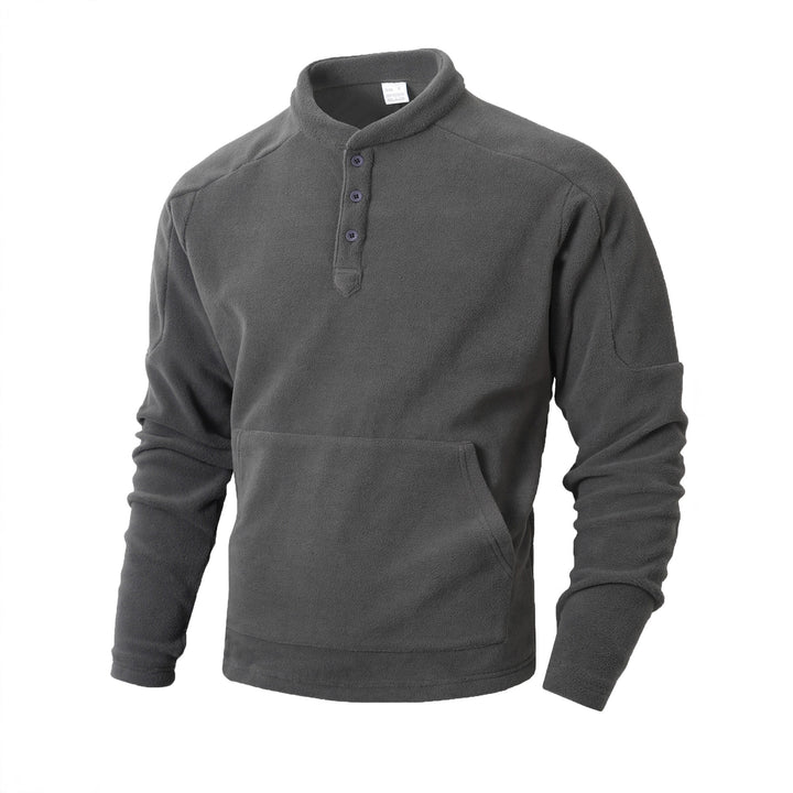 Men's Cozy Fleece Sweater with Button Placket Lisslune