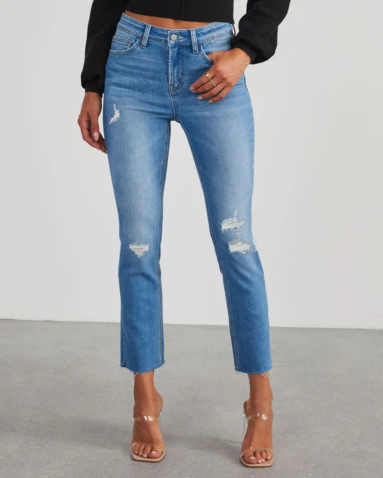 Damen zeitlose Jeans im modernen Schnitt mit cropped Bein Lisslune