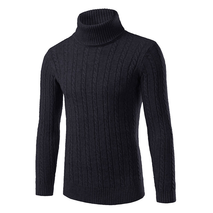 Men's stylish turtleneck sweater with cable knit pattern Lisslune