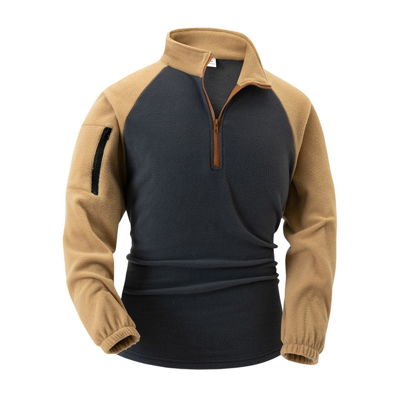Men's fleece pullover with half zipper and functional pockets Lisslune