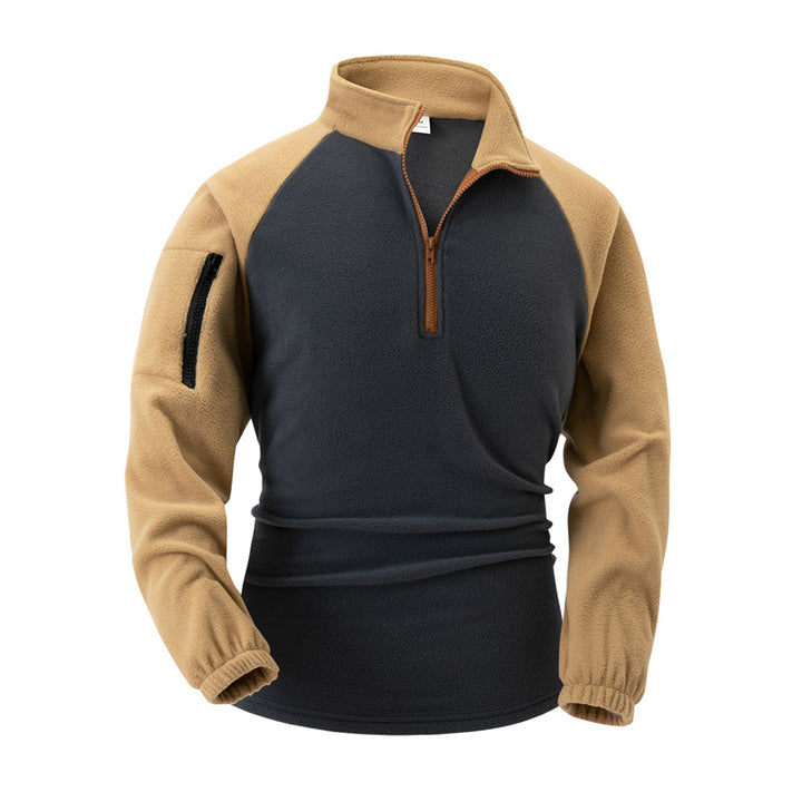 Men's fleece pullover with half zipper and functional pockets Lisslune