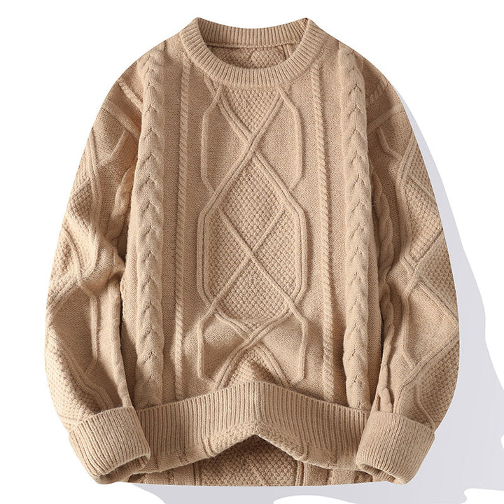 Men's Sweater with Modern Cable Pattern and Comfortable Fit Lisslune