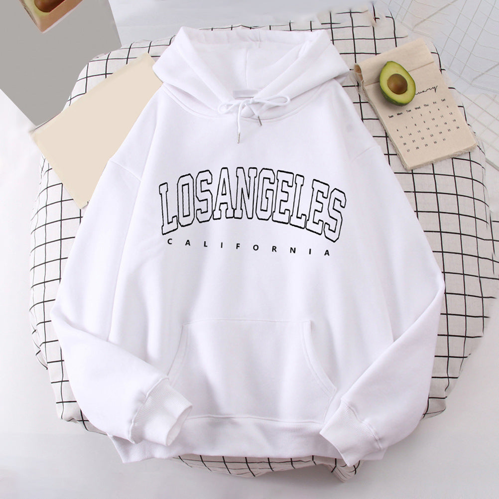 Women's hoodie with modern Los Angeles print and loose fit Lisslune
