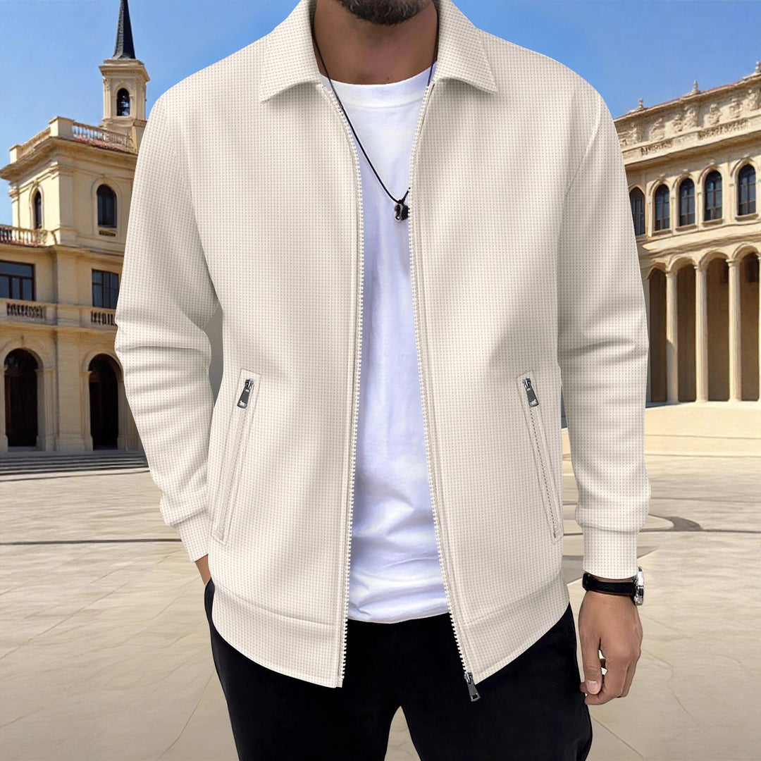 Men's modern leisure jacket with textured design and practical zip pockets Lisslune