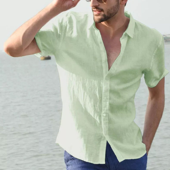 Men's Short Sleeve Shirt with Light Cotton Fabric Lisslune