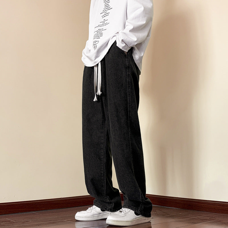 Men's casual denim pants with a comfortable cut and elastic waistband Lisslunes