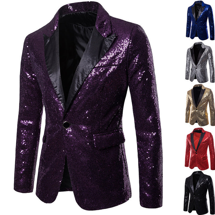 Men's functional blazer with sequins and classic lapel Lisslune