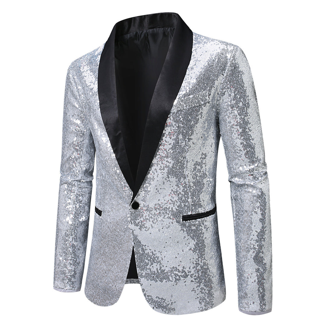 Men's elegant sequin blazer with shiny lapel Lisslune
