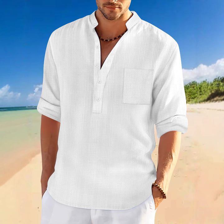 Men's casual long-sleeve shirt with texture and button placket Lisslune