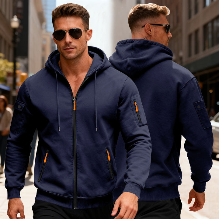 Men's sporty hooded jacket with zip pockets and modern cut Lisslune