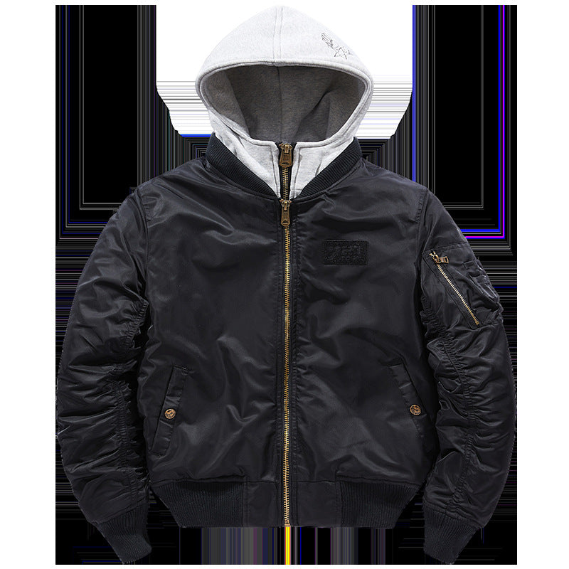 Men's bomber jacket with removable hood and practical pockets Lisslune