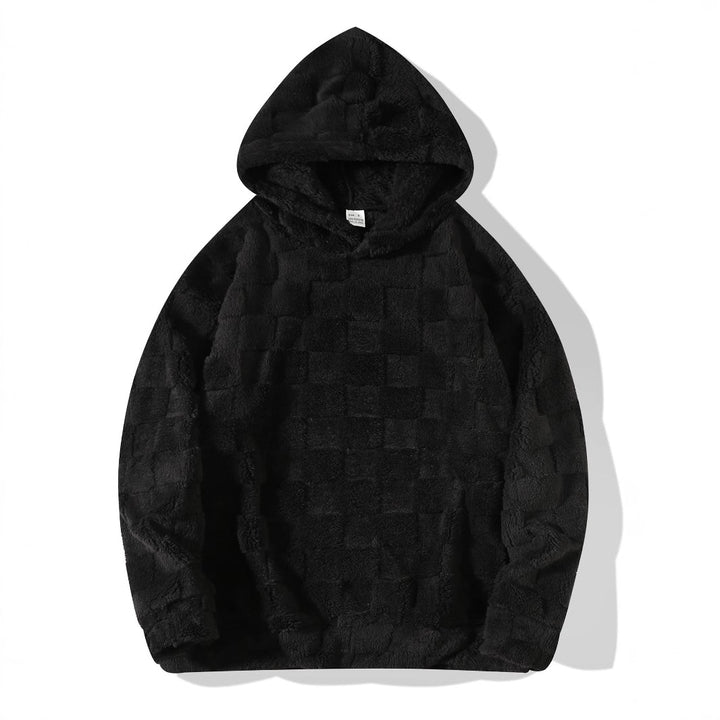 Men's hooded sweatshirt made of soft plush with an unusual design Lisslune