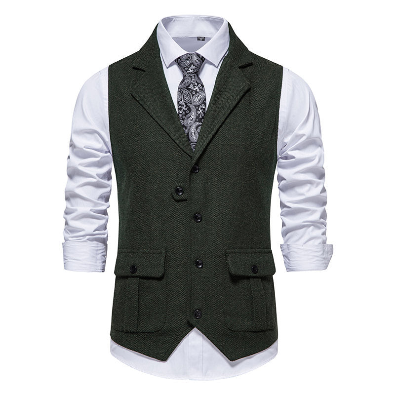 Men's suit vest in modern herringbone design with practical pockets Lisslune