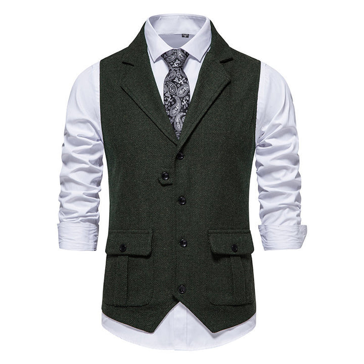 Men's suit vest in modern herringbone design with practical pockets Lisslune