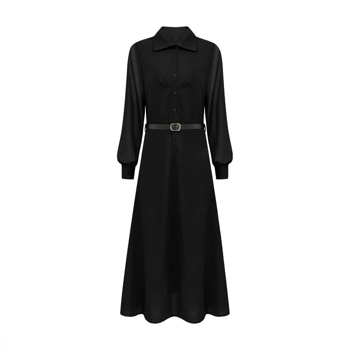 Women's maxi dress with transparent sleeves and waist belt Lisslune
