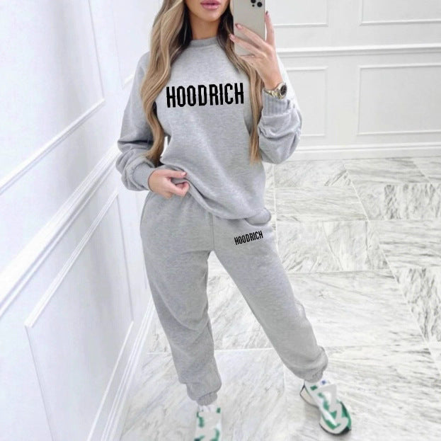 Women's casual set of sweater and joggers with sporty lettering Lisslune