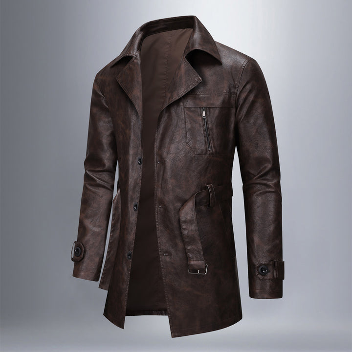 Men's Urban Synthetic Leather Jacket with Fashionable Cut Lisslune
