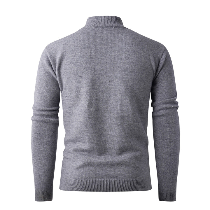 Men's chunky knit sweater with modern stand-up collar and functional zipper Lisslune
