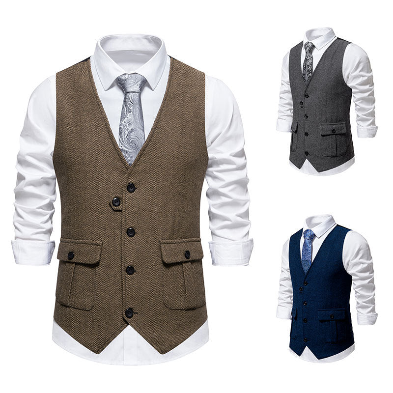 Men's Elegant Suit Vest with Classic Pattern Lisslune