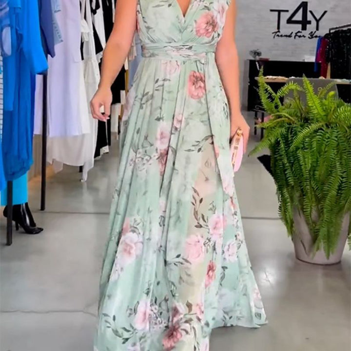 Women’s maxi dress with flowing cut and elegant ruffle details